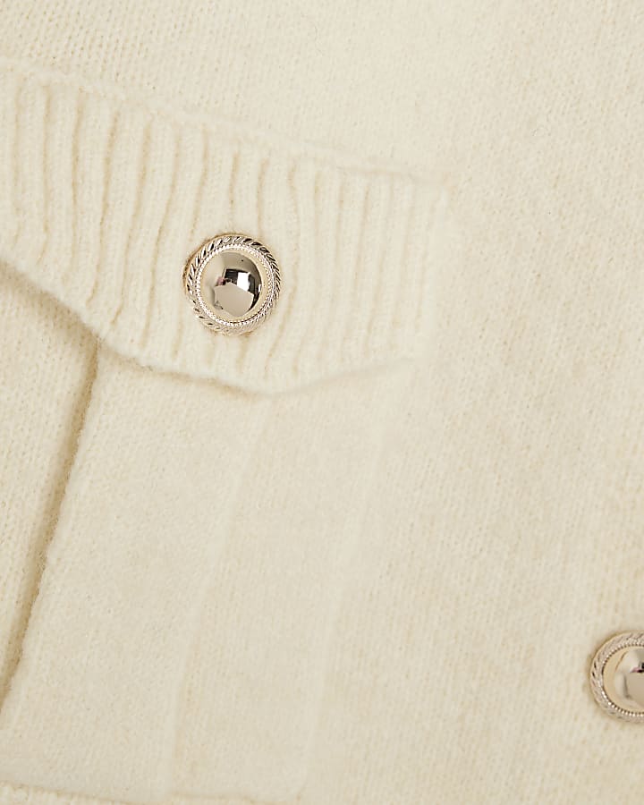 Cream Sleeveless Buttoned Cardigan