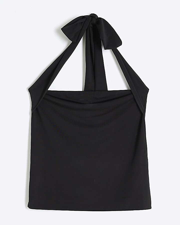 Black Sleeveless Halter Neck Top