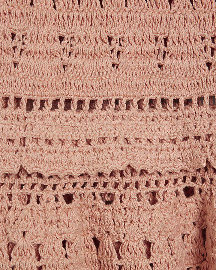 Pink Crochet Frill Beach Skirt