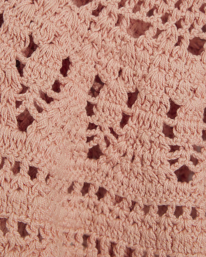 Pink Crochet Frill Cami Beach Top