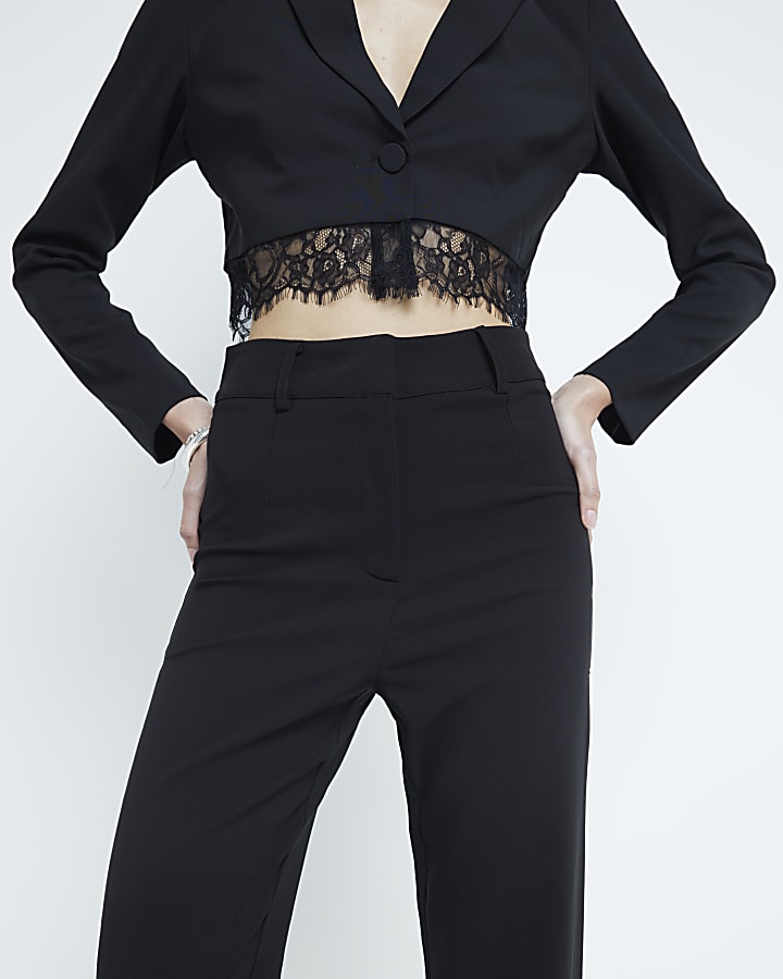 Black Tailored Flared Trousers