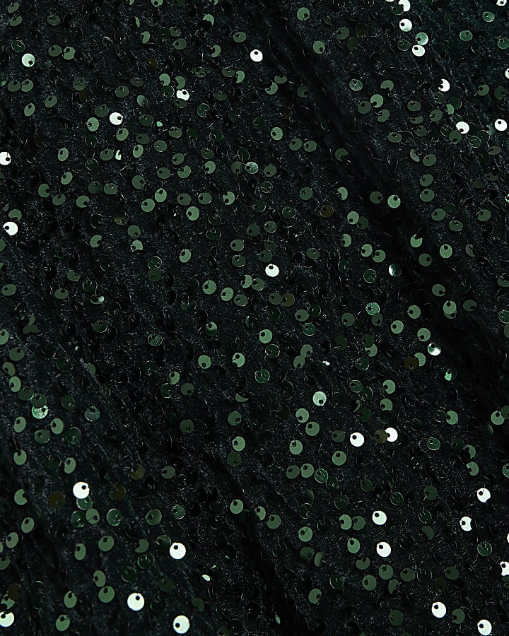 Green Long Sleeved Sequin Mini Dress