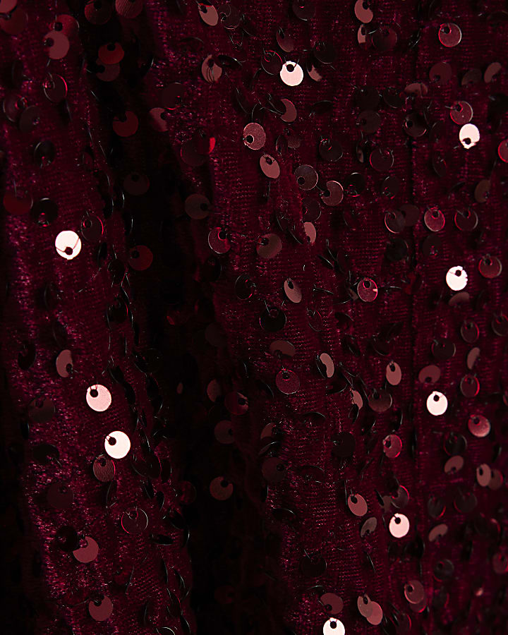 Red Long Sleeved Sequin Mini Dress