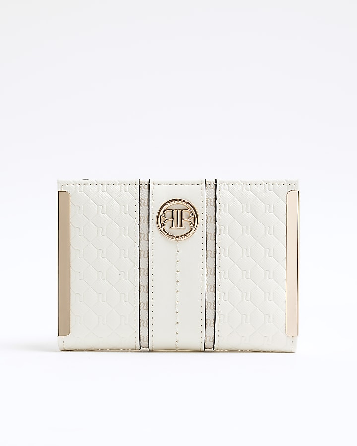 Cream Faux Leather RI Monogram Purse