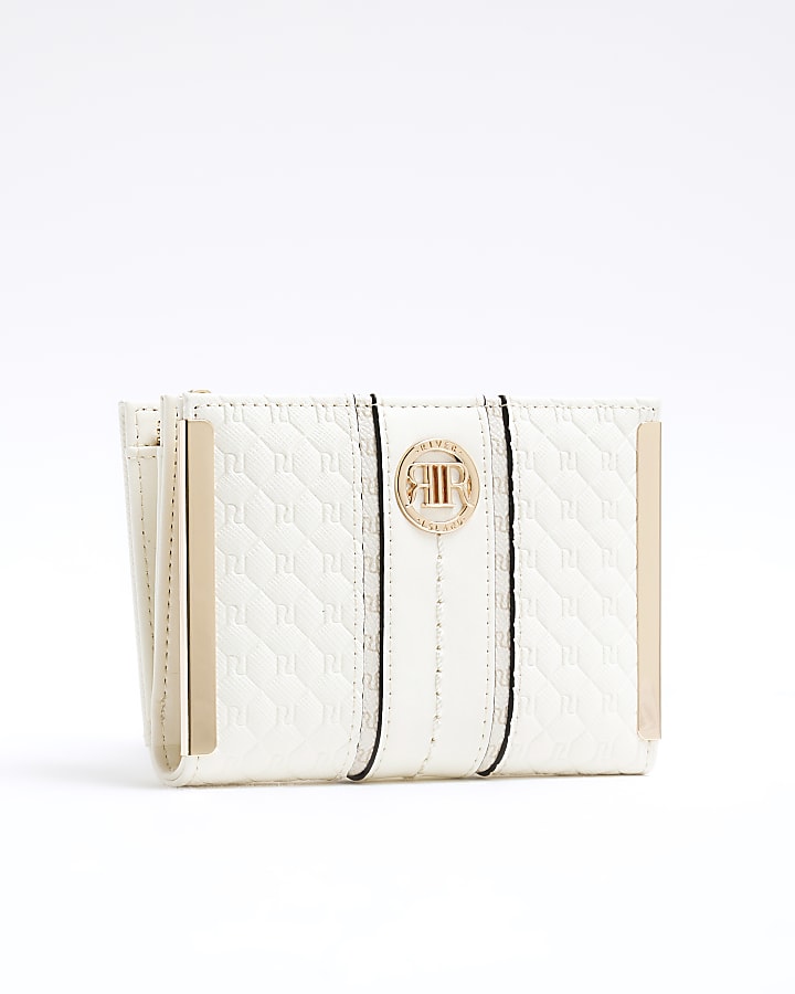 Cream Faux Leather RI Monogram Purse