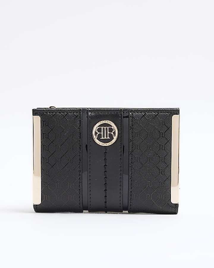 Black Faux Leather RI Monogram Purse