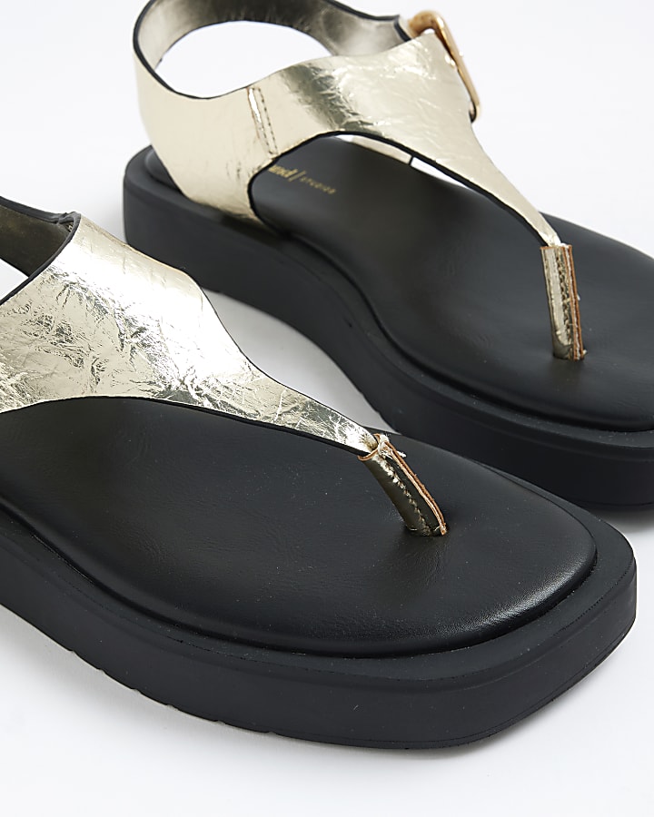 Gold Toe Thong Footbed Sandals