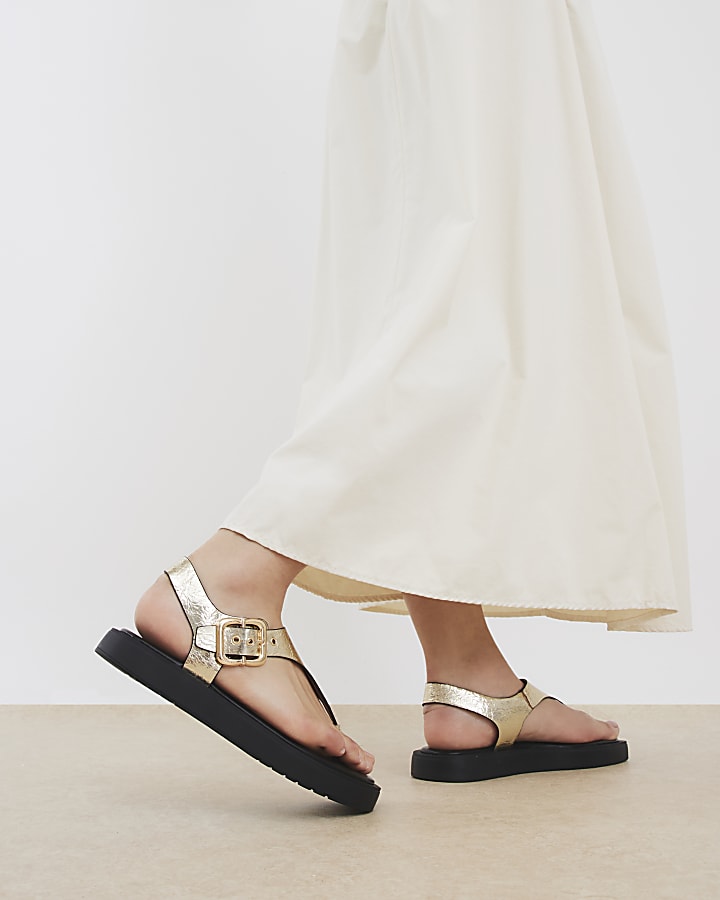 Gold Toe Thong Footbed Sandals