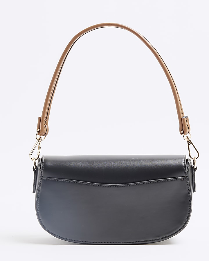 Black Faux Leather Shoulder Bag