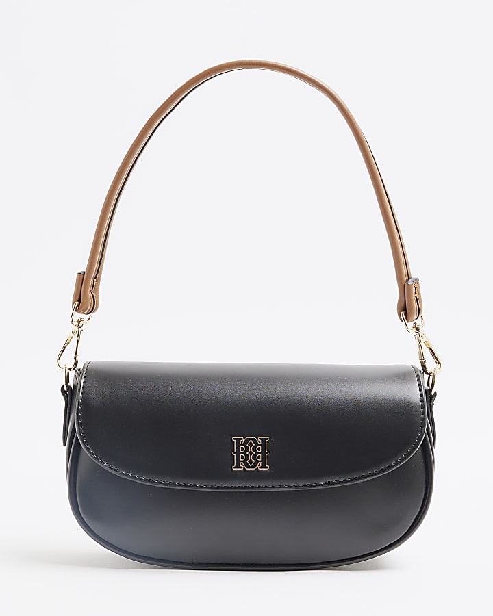 Black Faux Leather Shoulder Bag