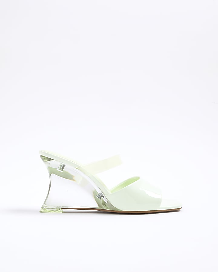 Green Perspex Wedge Heels