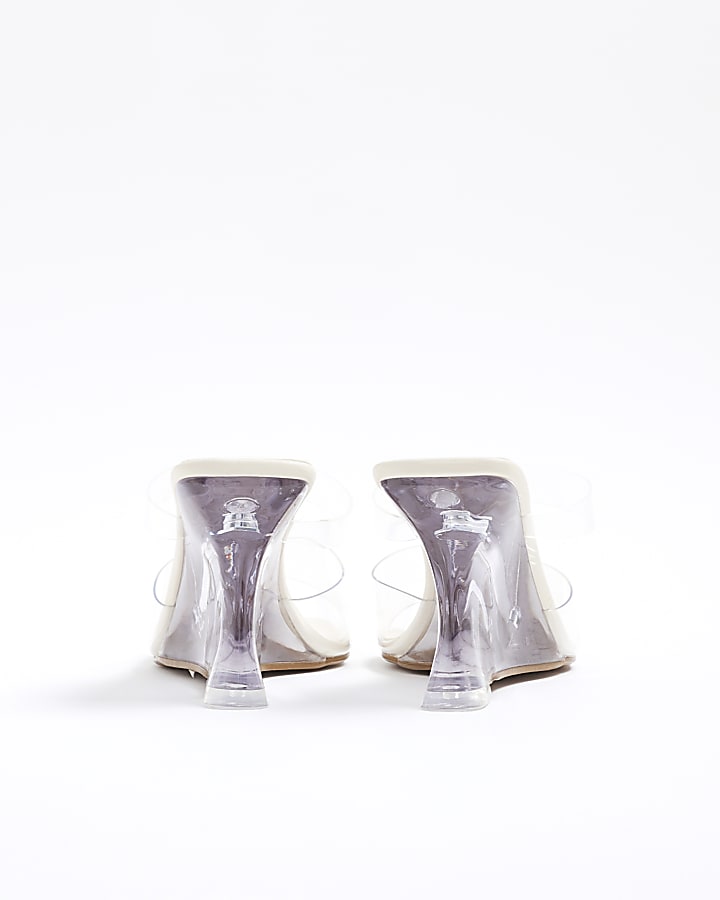 White Perspex Wedge Heels