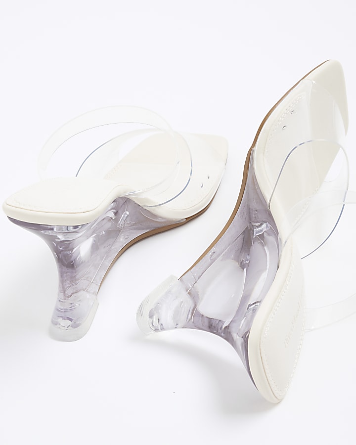 White Perspex Wedge Heels