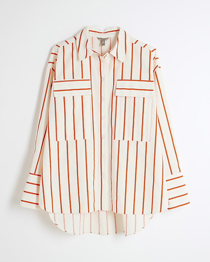 Red Stripe Ruched Back Shirt