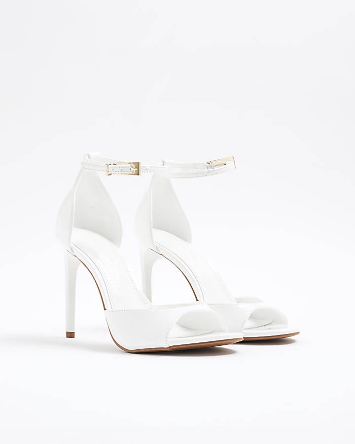 White Closed Back Heels