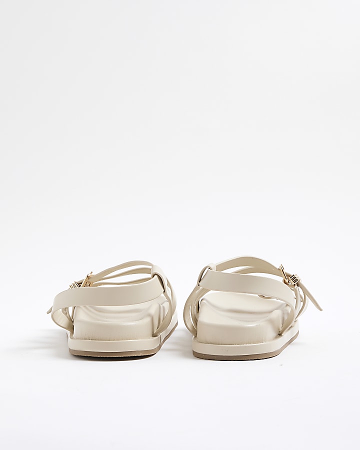 Beige Strappy Footbed Sandals