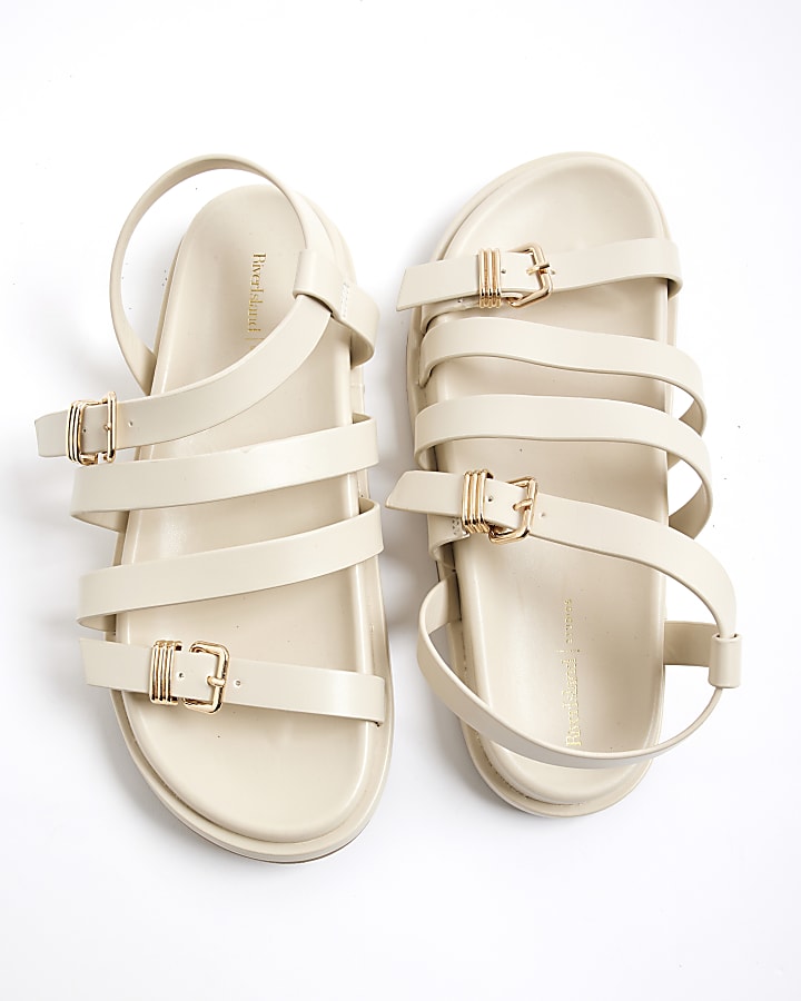 Beige Strappy Footbed Sandals