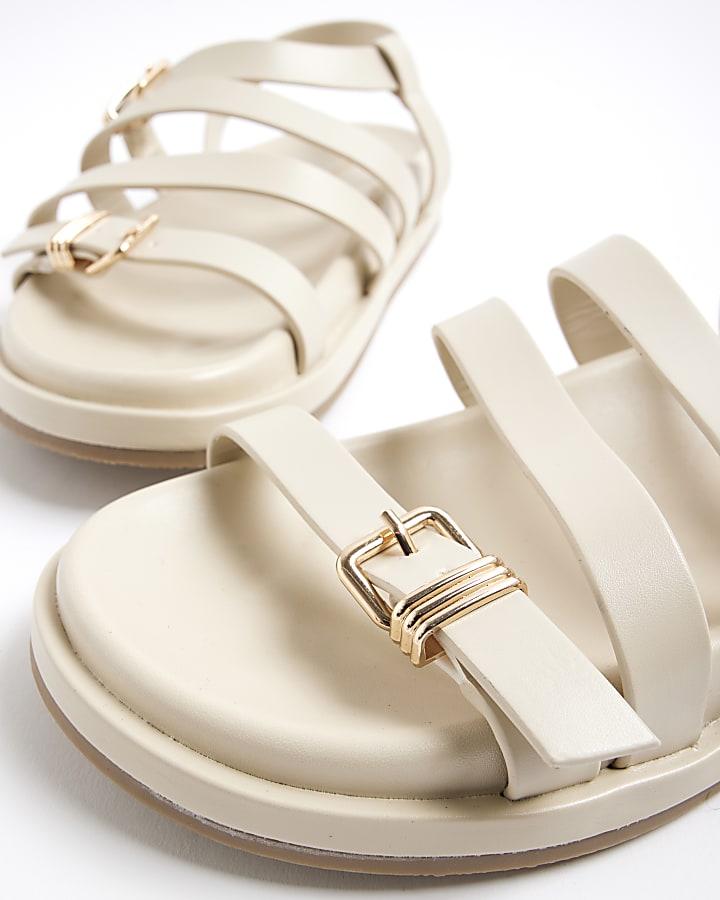 Beige Strappy Footbed Sandals