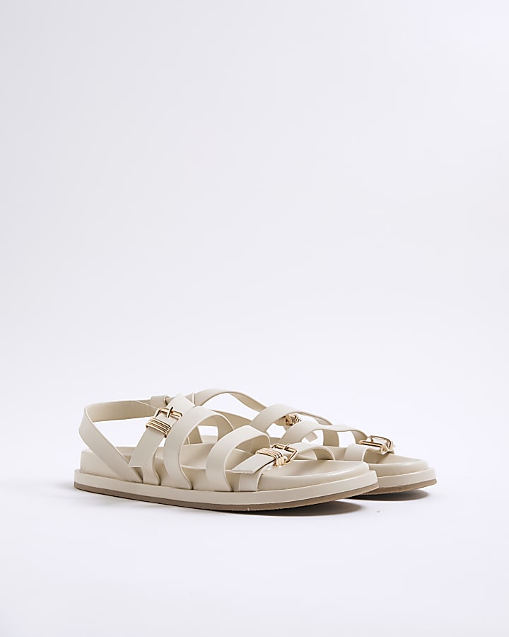 Beige Strappy Footbed Sandals
