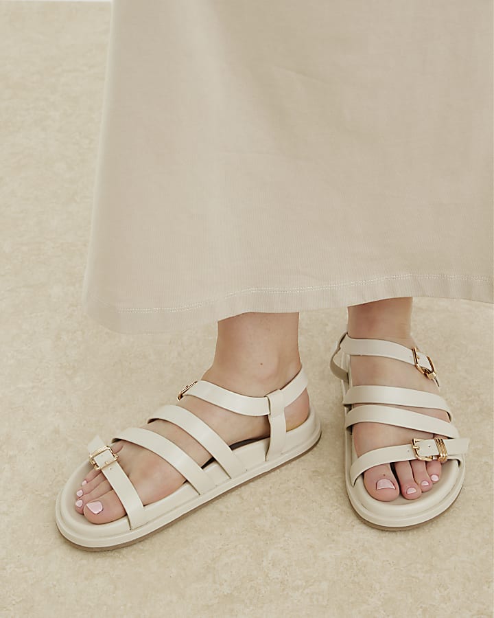 Beige Strappy Footbed Sandals