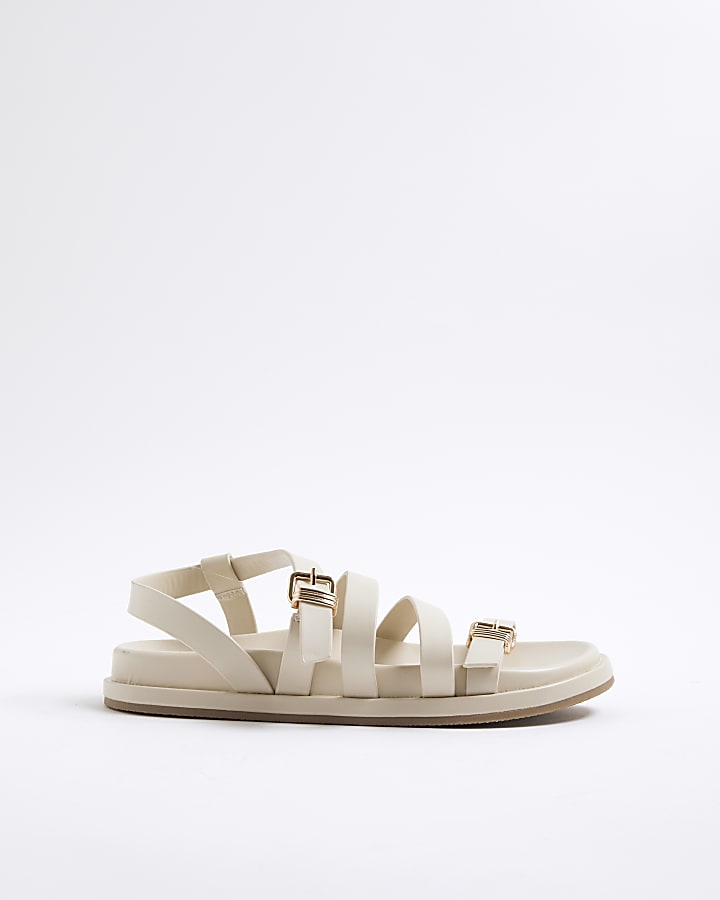 Beige Strappy Footbed Sandals