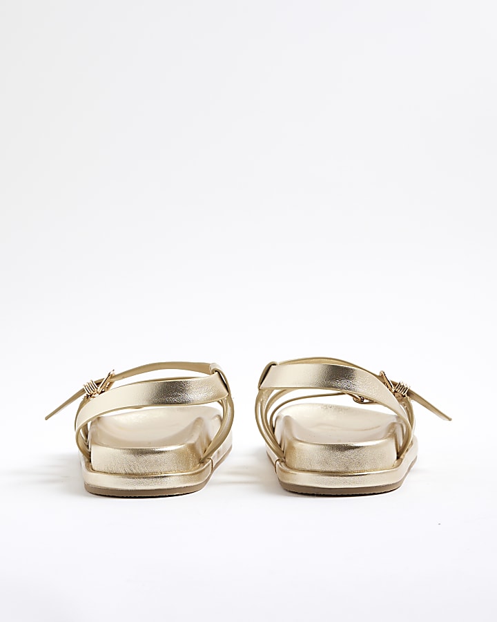 Gold Strappy Footbed Sandals