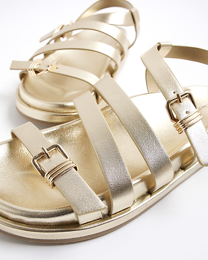 Gold Strappy Footbed Sandals
