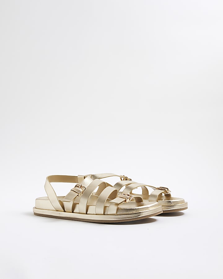 Gold Strappy Footbed Sandals