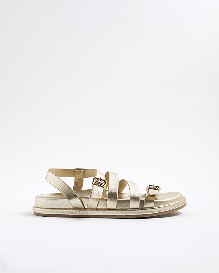 Gold Strappy Footbed Sandals