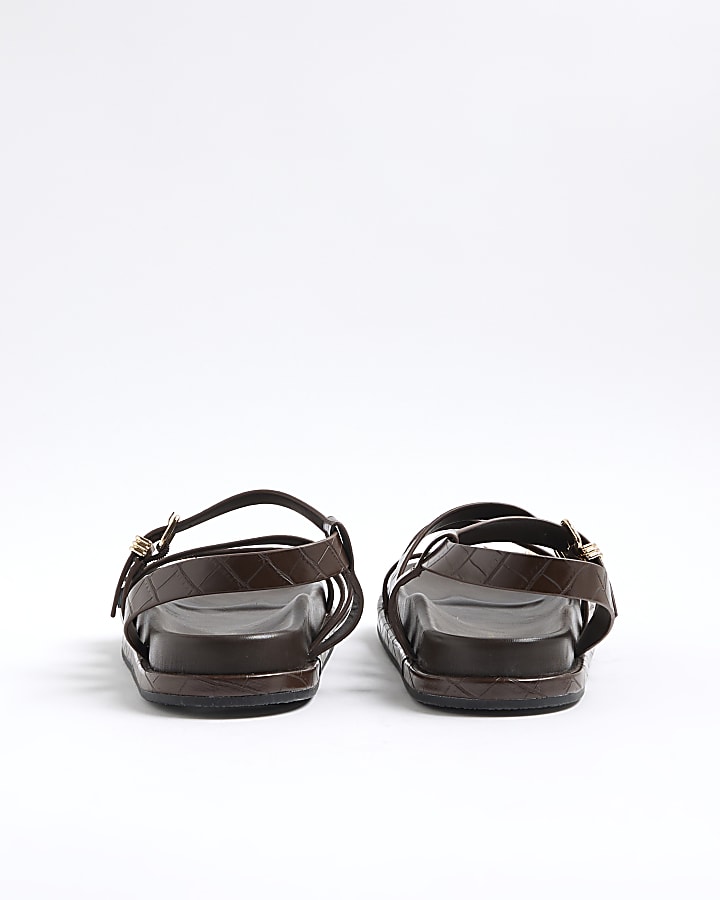 Brown Strappy Footbed Sandals