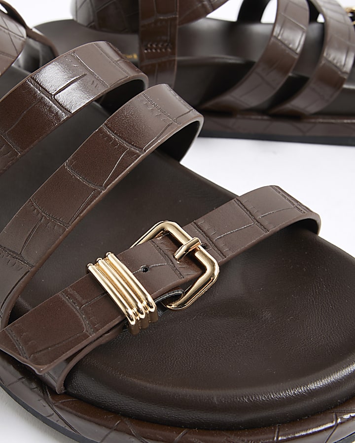 Brown Strappy Footbed Sandals