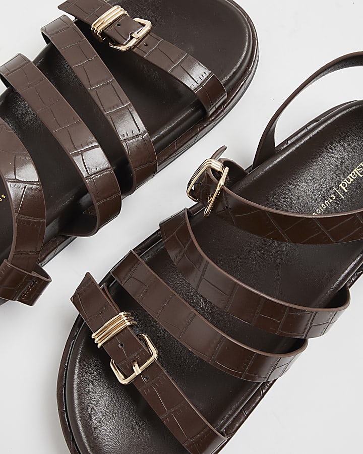 Brown Strappy Footbed Sandals