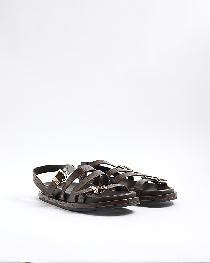 Brown Strappy Footbed Sandals