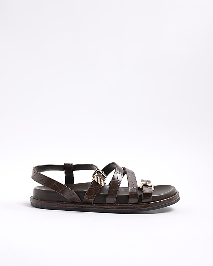 Brown Strappy Footbed Sandals
