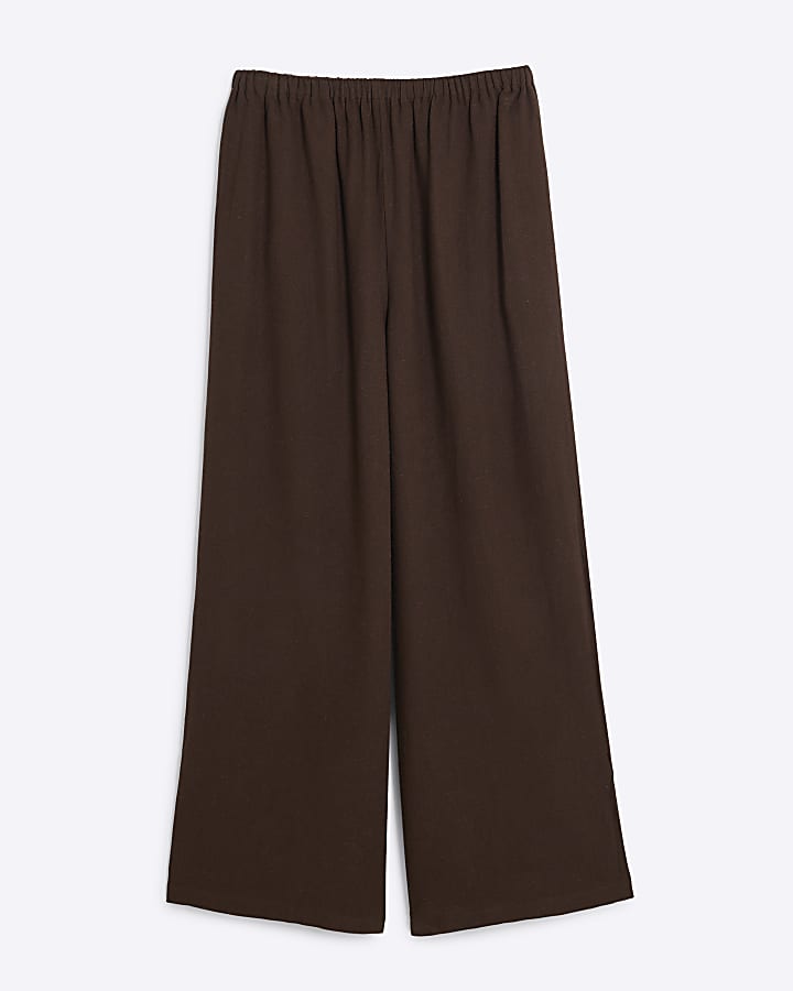 Petite Brown Linen Blend Trousers