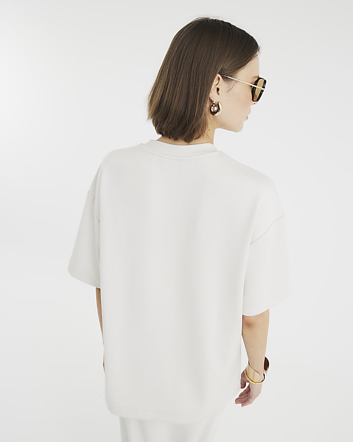 Cream Short Sleeve Oversized T-shirt