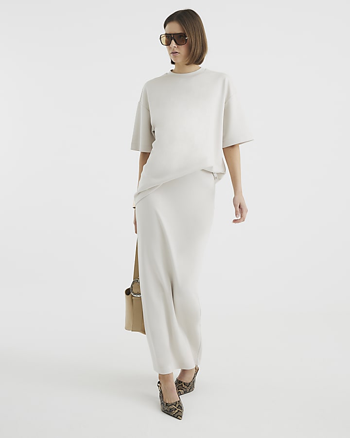 Cream Short Sleeve Oversized T-shirt