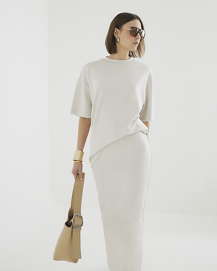 Cream Short Sleeve Oversized T-shirt