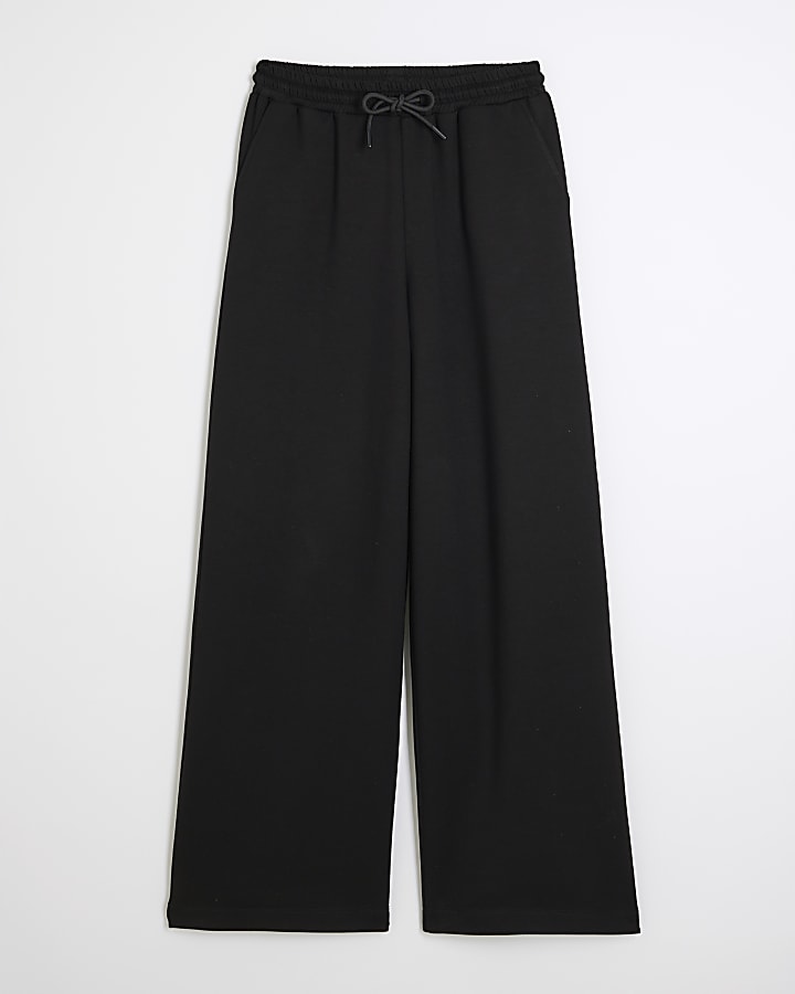 Black Premium High Waisted Wide Leg Joggers