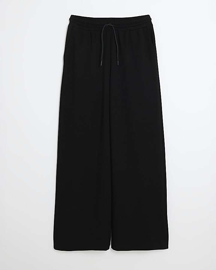 Black Premium High Waisted Wide Leg Joggers
