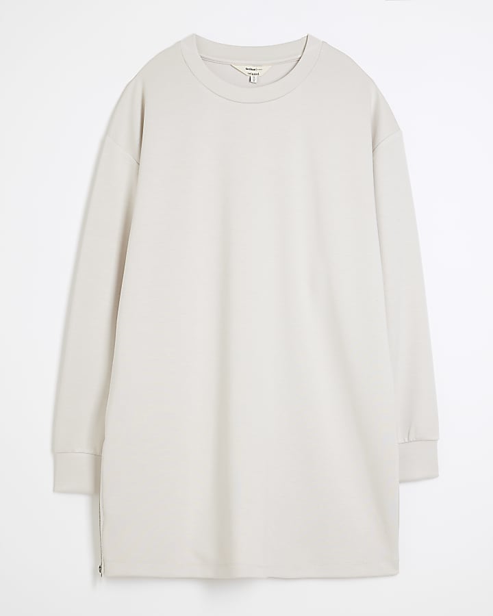 Cream Premium Long Sleeve Zipped Hem Tunic