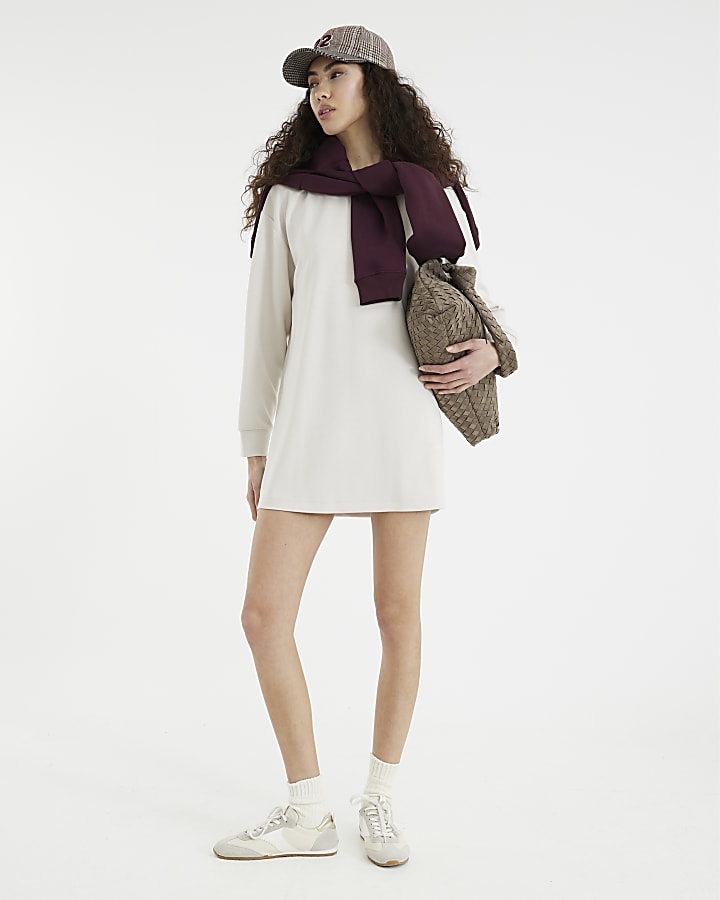 Cream Premium Long Sleeve Zipped Hem Tunic