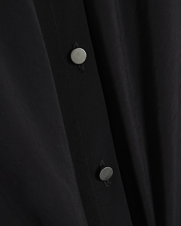 Black Long Sleeve Tie Waist Shirt