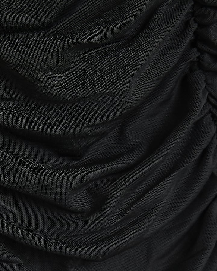 Black Ruched Bodycon Dress