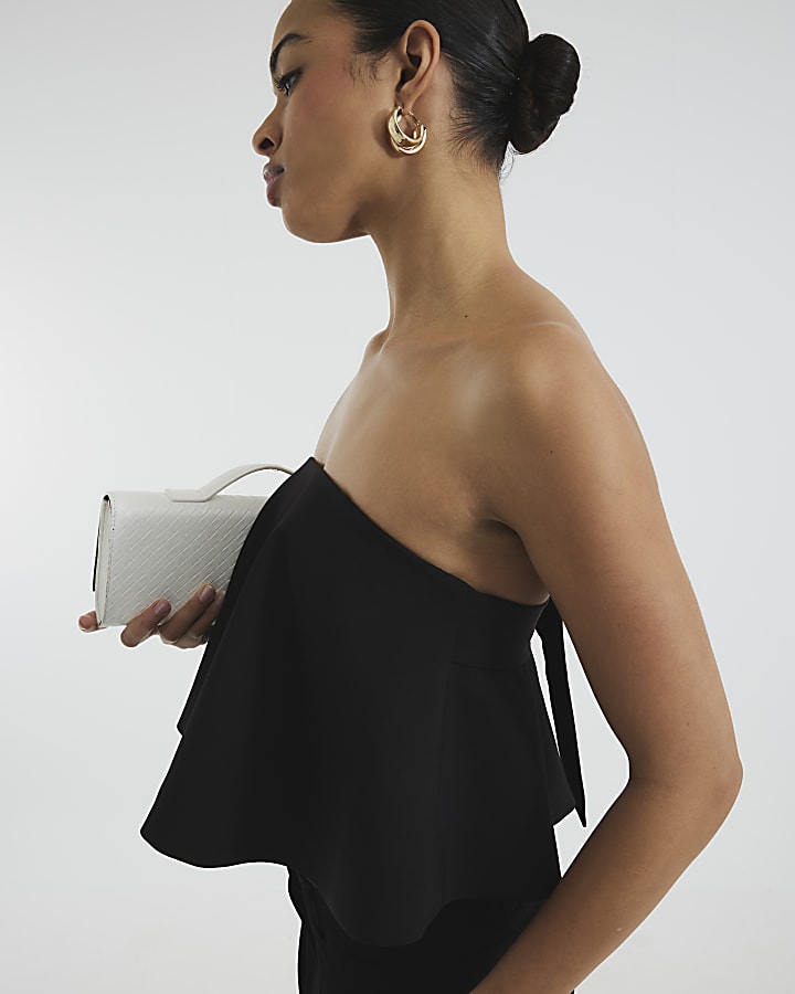 Black Draped Bandeau Top