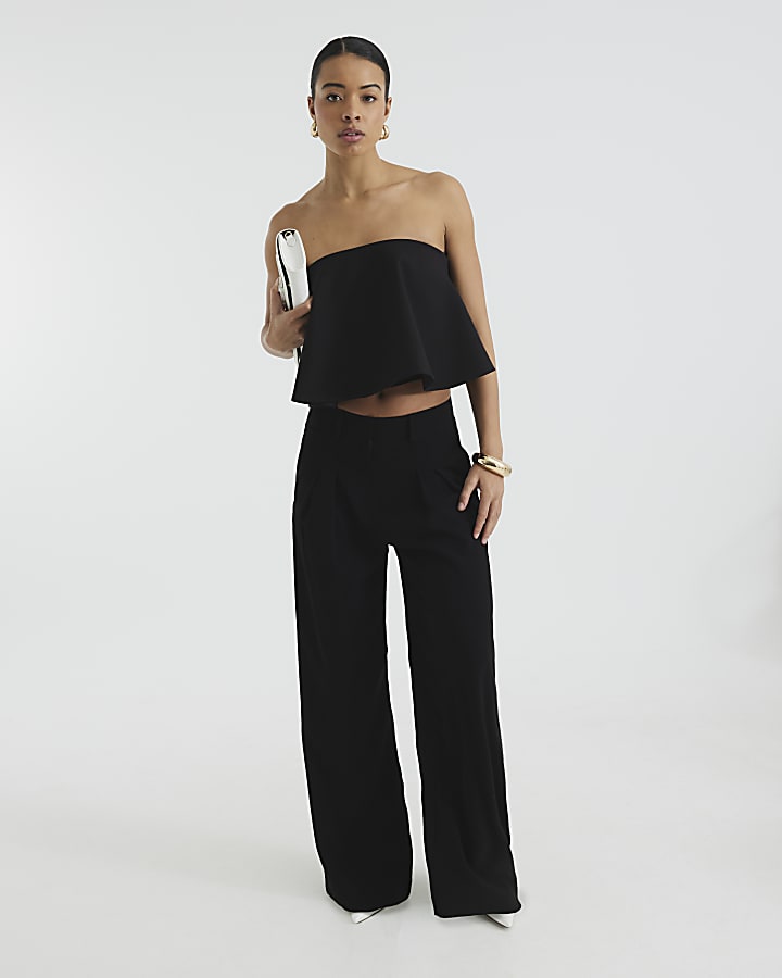 Black Draped Bandeau Top