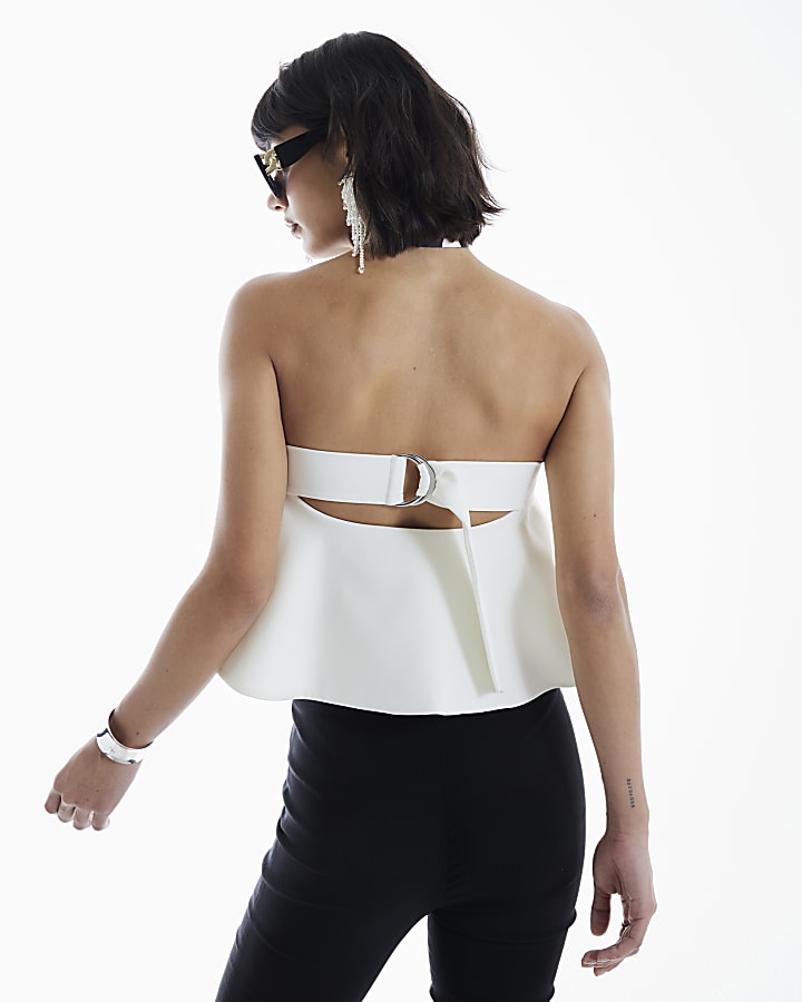 White Draped Bandeau Top