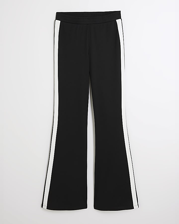 Black Colour Block Flared Trousers