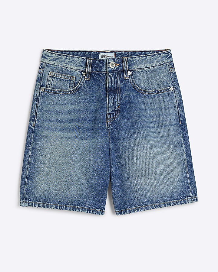 Blue Denim Longline Bermuda Shorts