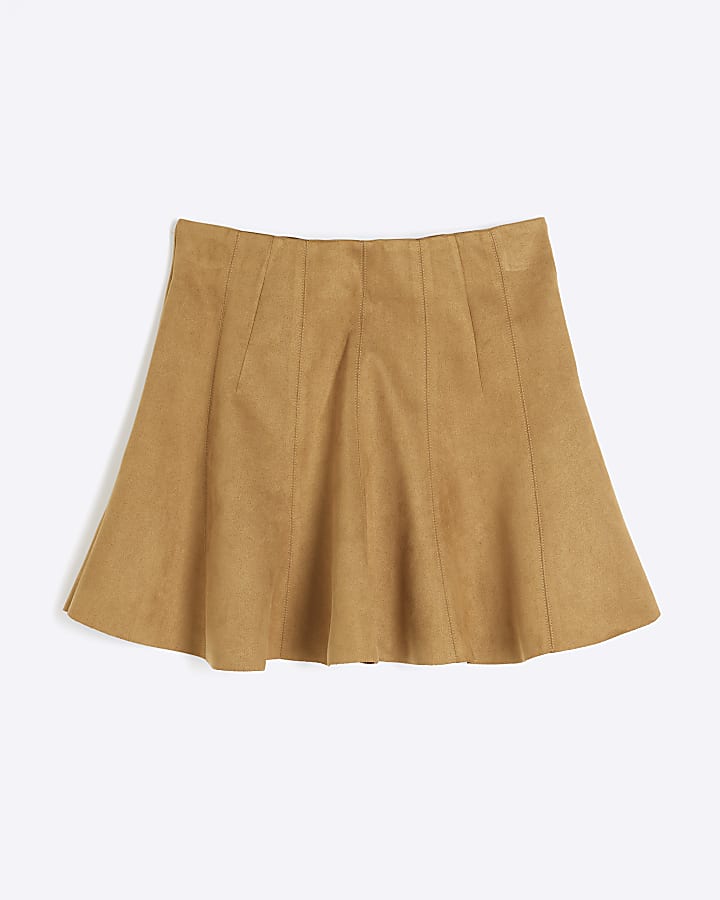 Brown Faux Suede Mini Skirt